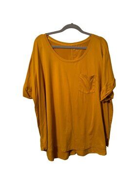 Wonderly Studio Womens Mustard Yellow Size 4X Loose Fit Top With Pocket shirt